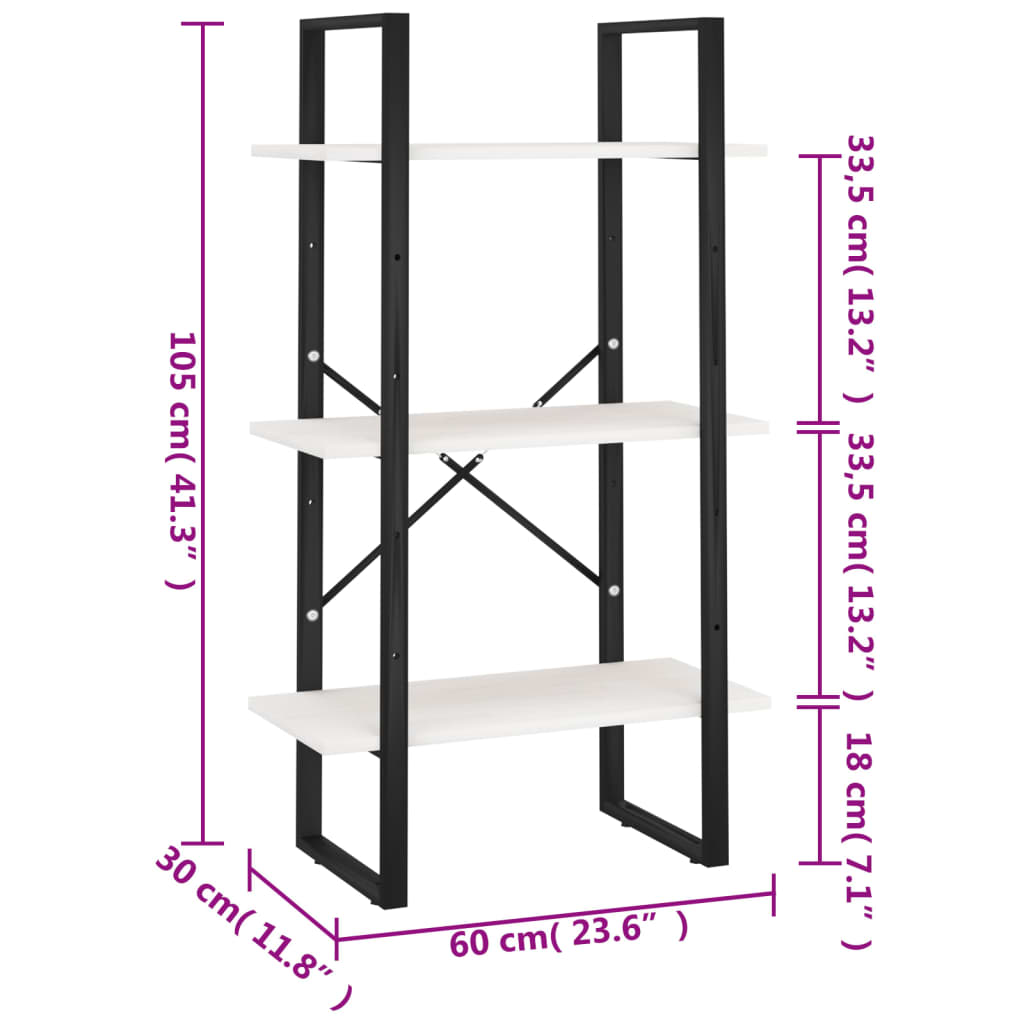 Storage Shelf White 60x30x105 cm Solid Pine Wood