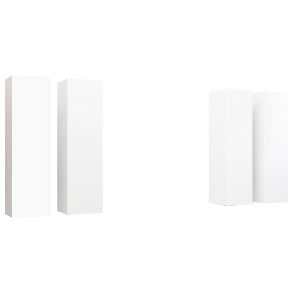 3078742 vidaXL 4 Piece TV Cabinet Set White 30,5x30x110 cm Engineered Wood (2x803363)