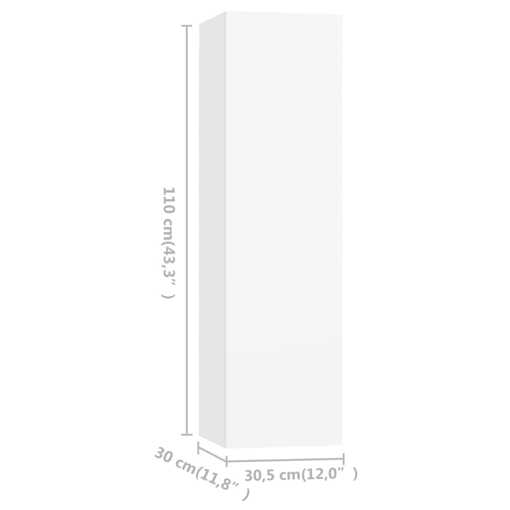 3078742 vidaXL 4 Piece TV Cabinet Set White 30,5x30x110 cm Engineered Wood (2x803363)
