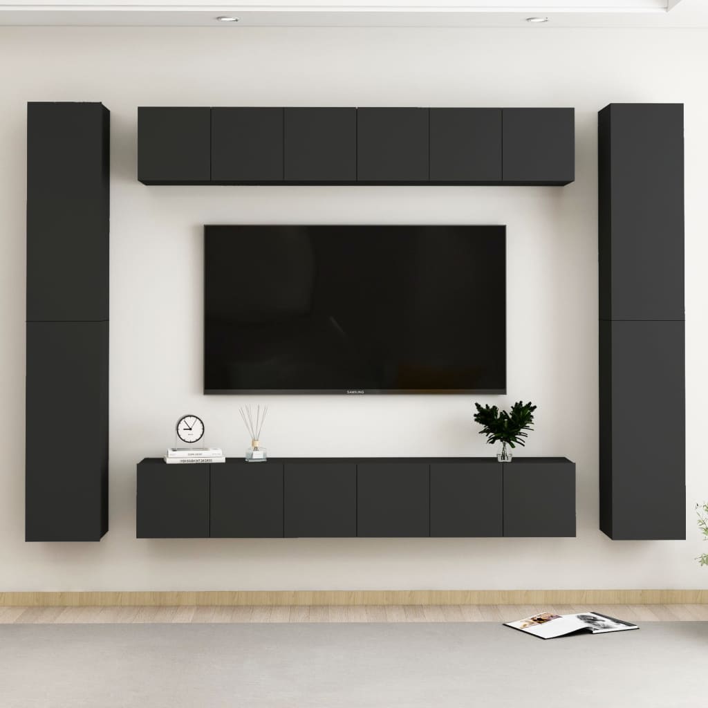 10 Piece TV Cabinet Set Engineered Wood TEST