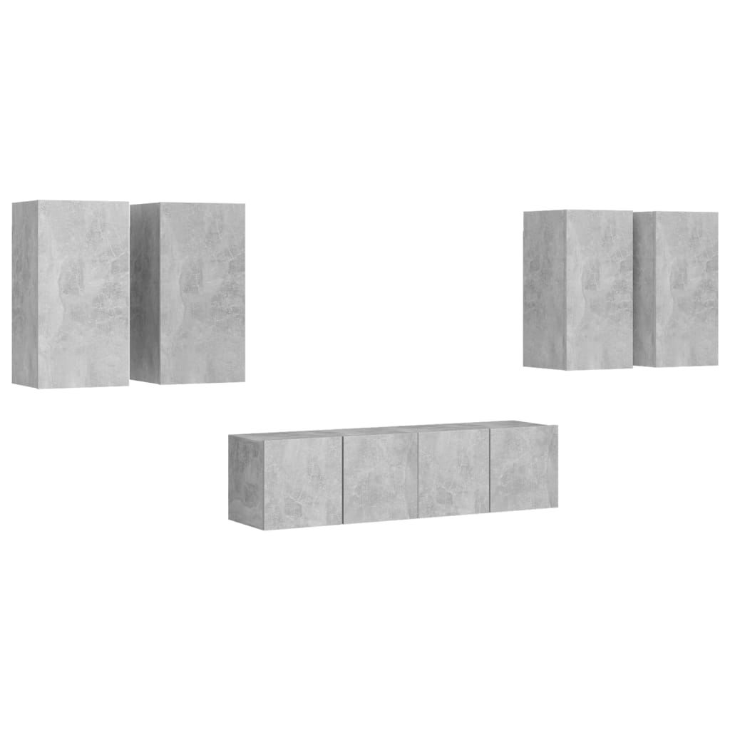 6 Piece TV Cabinet Set Concrete Grey Engineered Wood