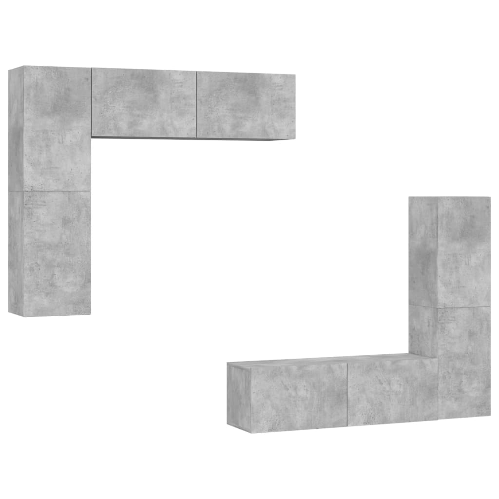 4 Piece TV Cabinet Set Concrete Grey Engineered Wood