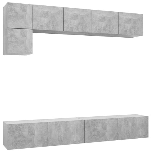 5 Piece TV Cabinet Set Concrete Grey Engineered Wood