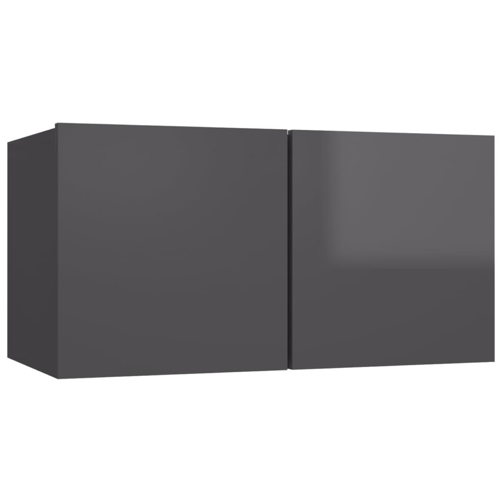 3 Piece TV Cabinet Set High Gloss Grey Engineered Wood