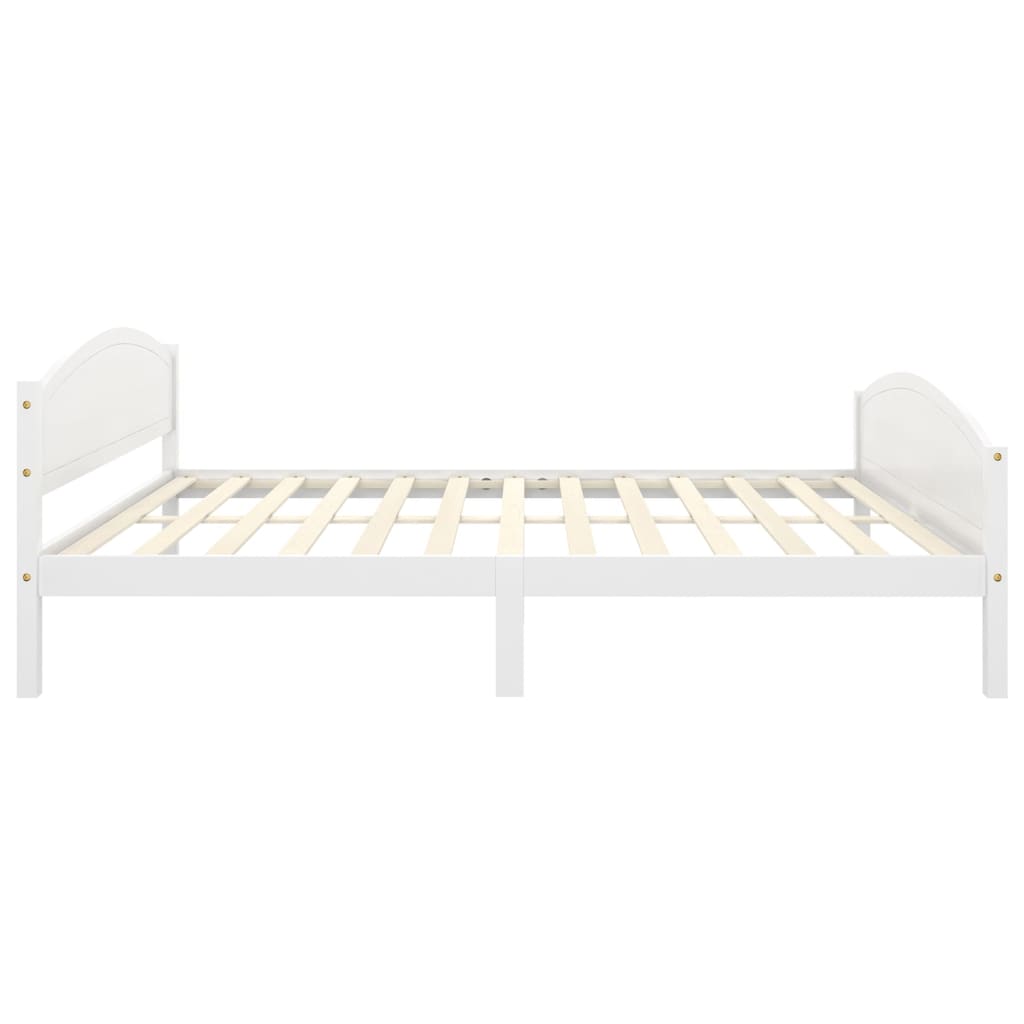 Bed Frame without Mattress White Solid Pine Wood 160x200cm
