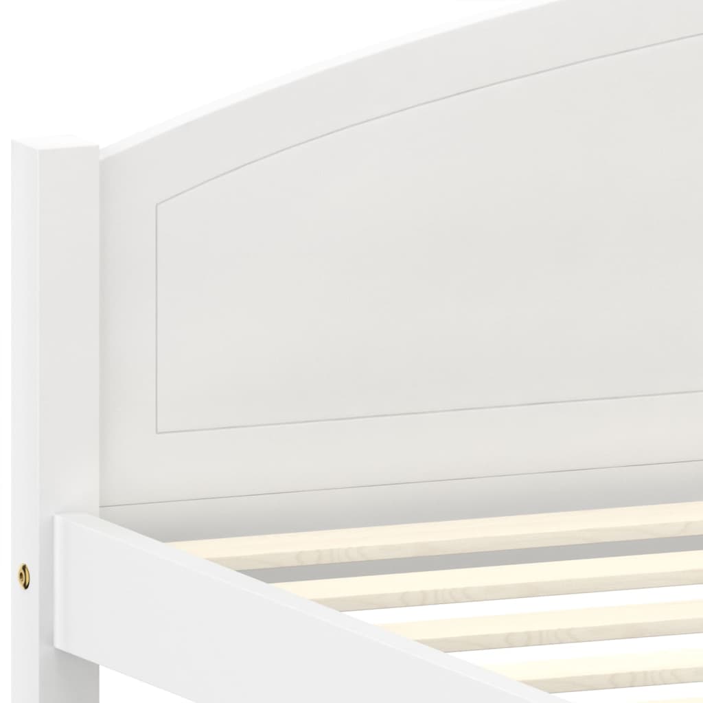 Bed Frame without Mattress White Solid Pine Wood 160x200cm