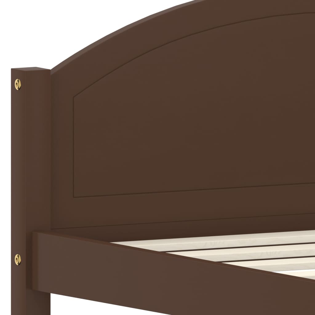 Bed Frame without Mattress Dark Brown Solid Pine Wood 100x200cm