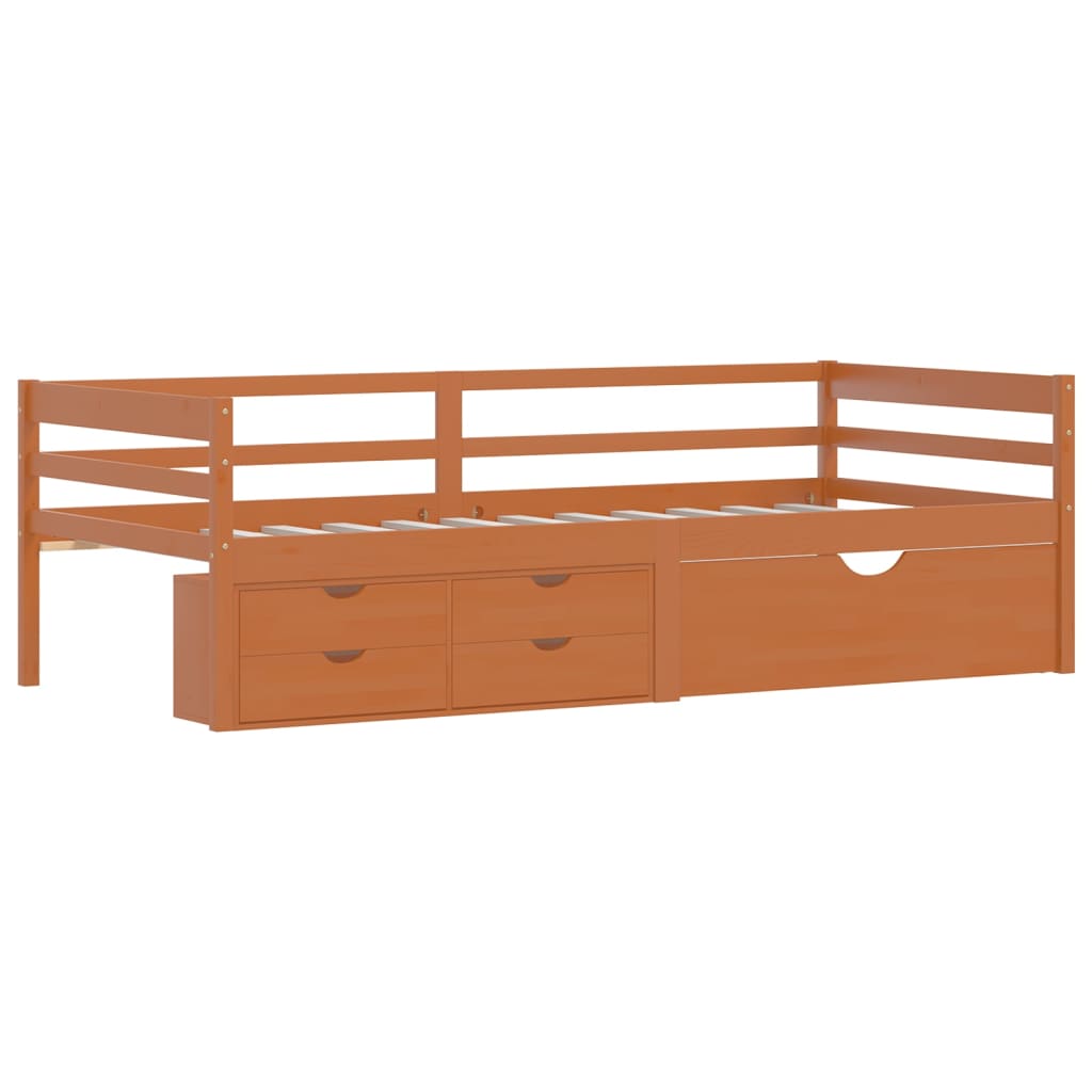 Bed Frame with Storage without Mattress Honey Brown 90x200 cm