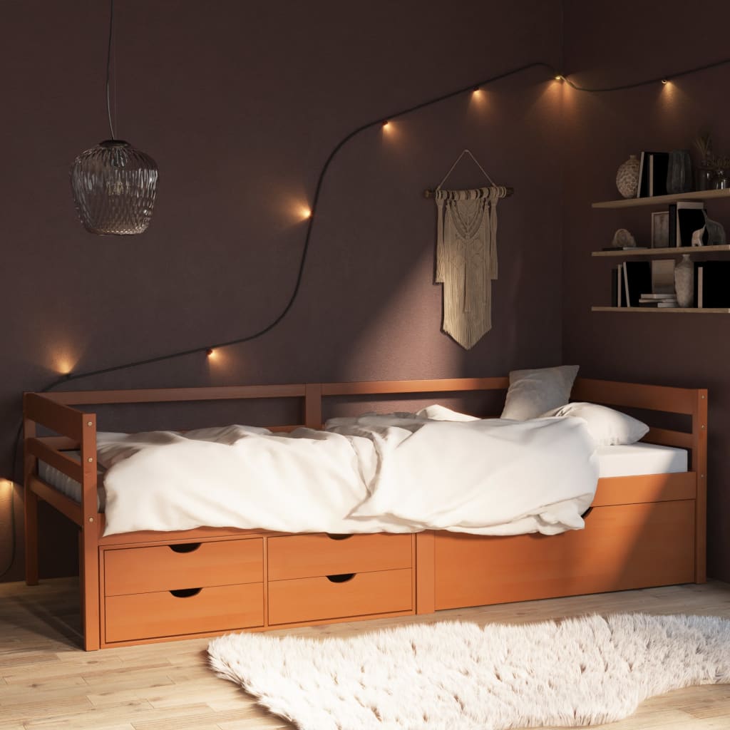 Bed Frame with Storage without Mattress Honey Brown 90x200 cm