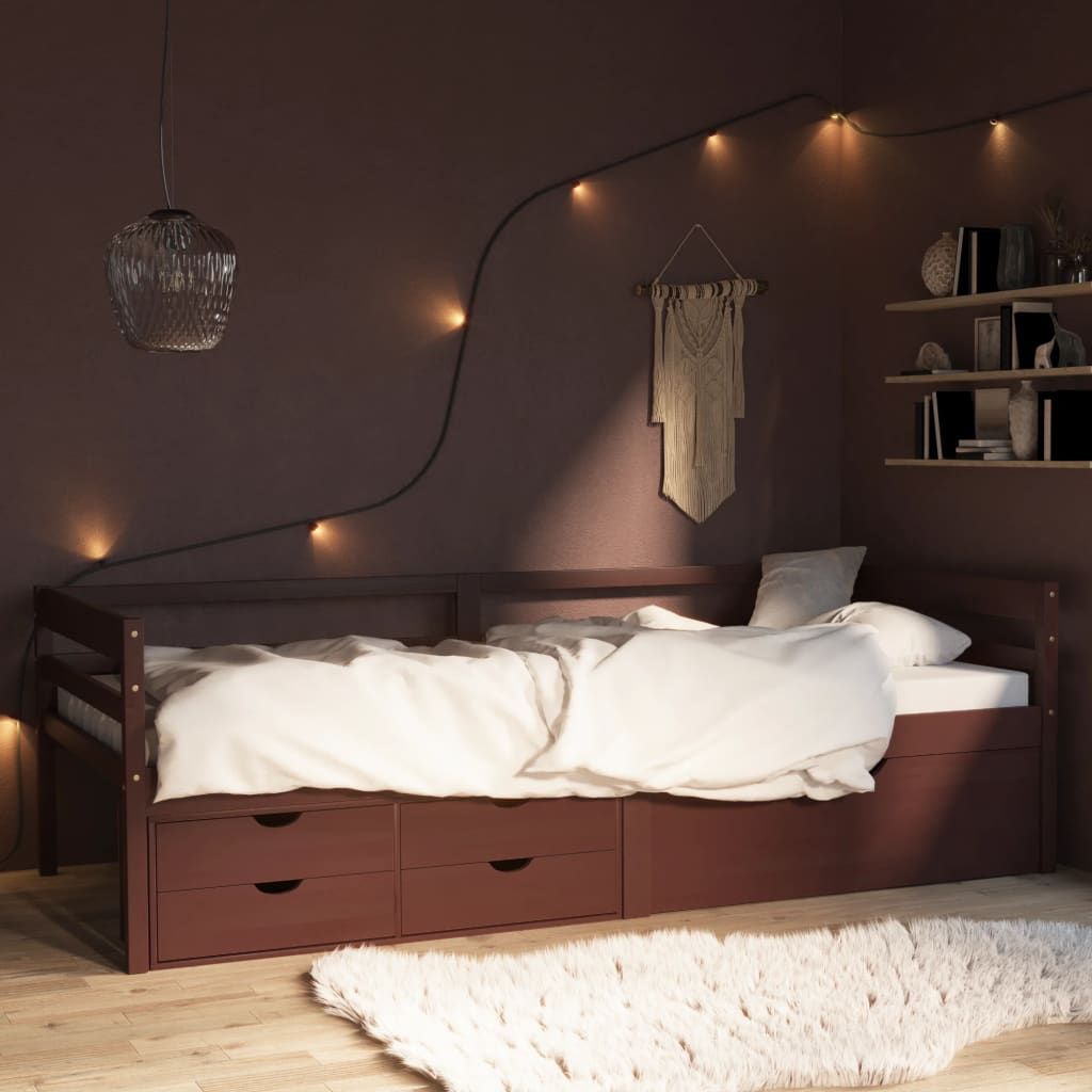 Bed Frame with Storage without Mattress Dark Brown 90x200 cm