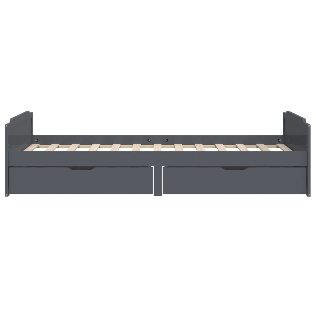 Bed Frame without Mattress Dark Grey Solid Wood Pine 90x200 cm
