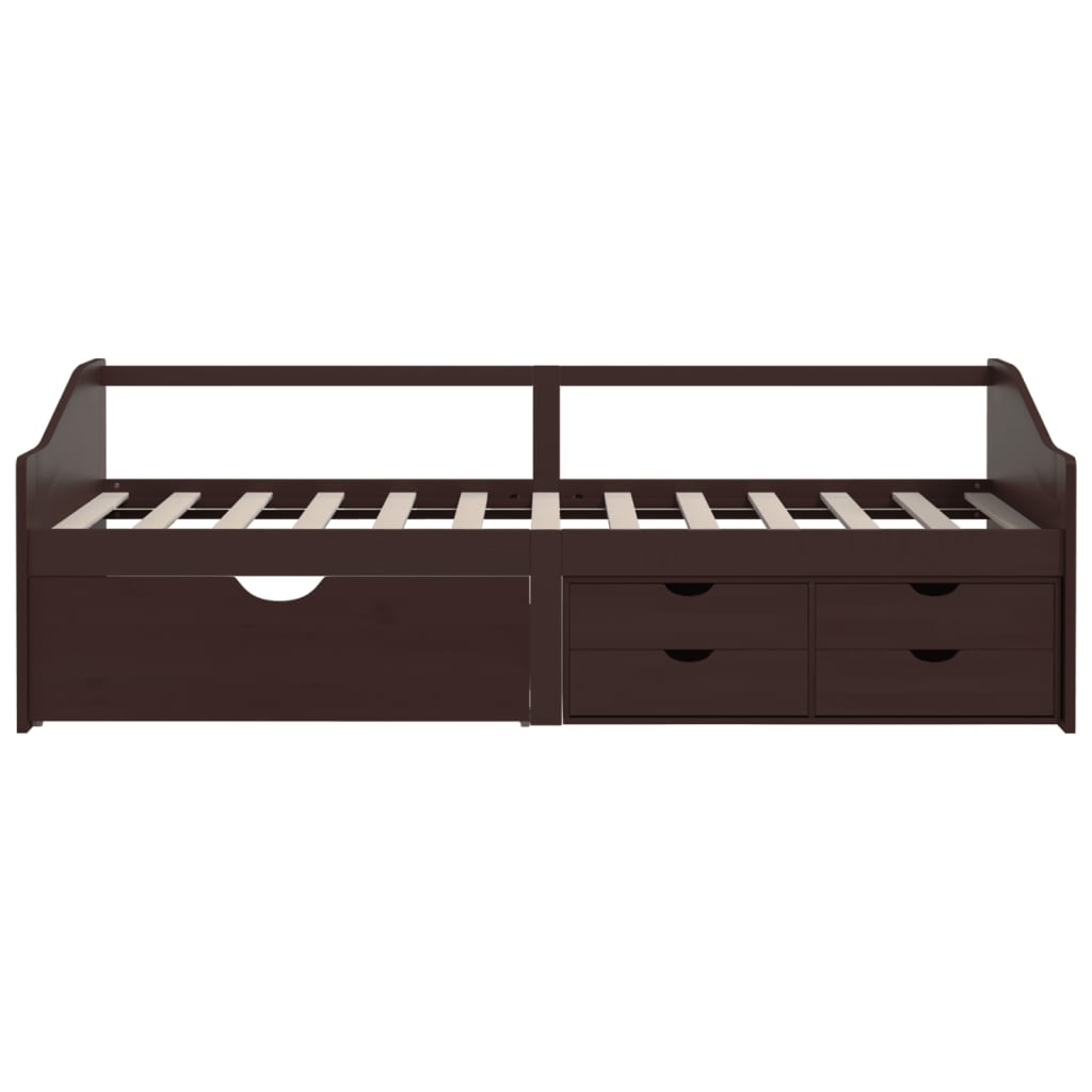 3-Seater Day Bed without Mattress Dark Brown Solid Pinewood 90x200cm