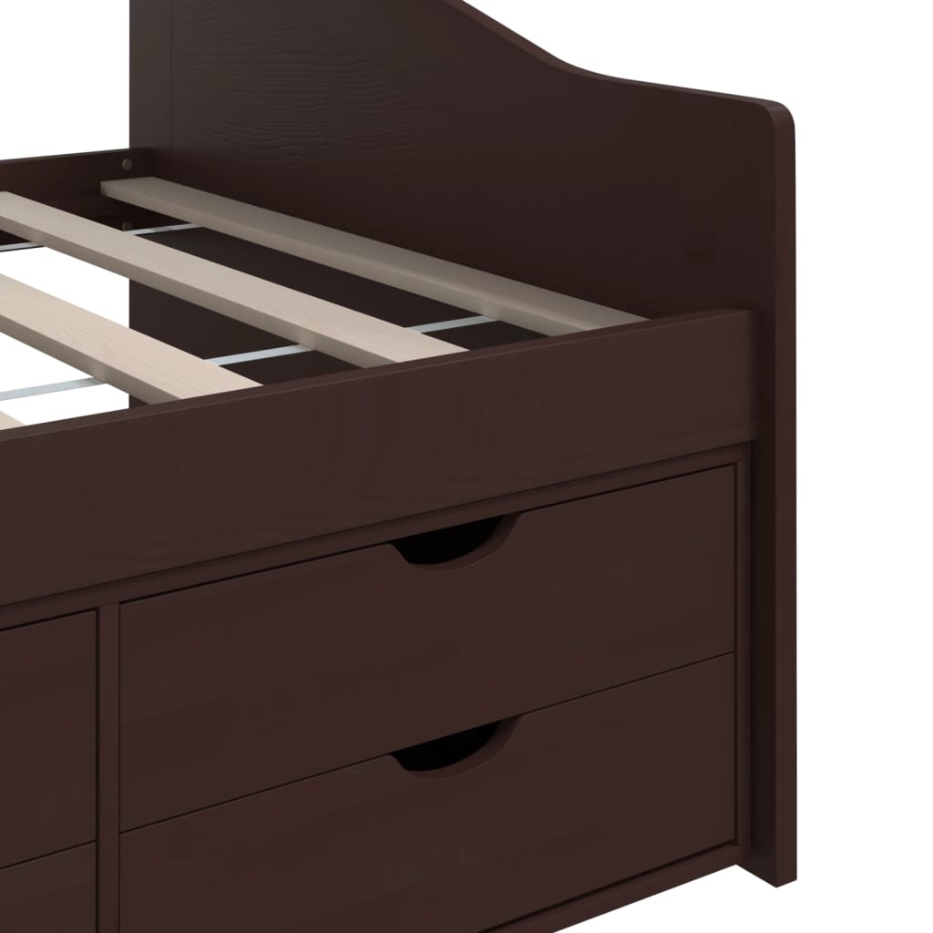 3-Seater Day Bed without Mattress Dark Brown Solid Pinewood 90x200cm