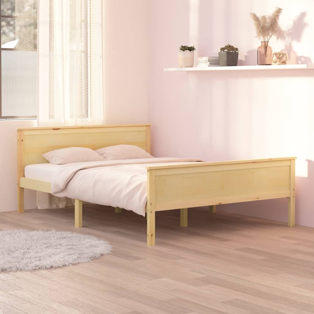 Bed Frame without Mattress Solid Wood Pine 140x200 cm