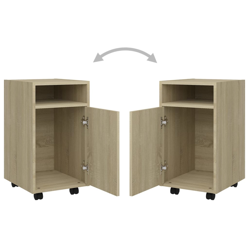 Side Cabinet with Wheels Sonoma Oak 33x38x60 cm Engineered Wood