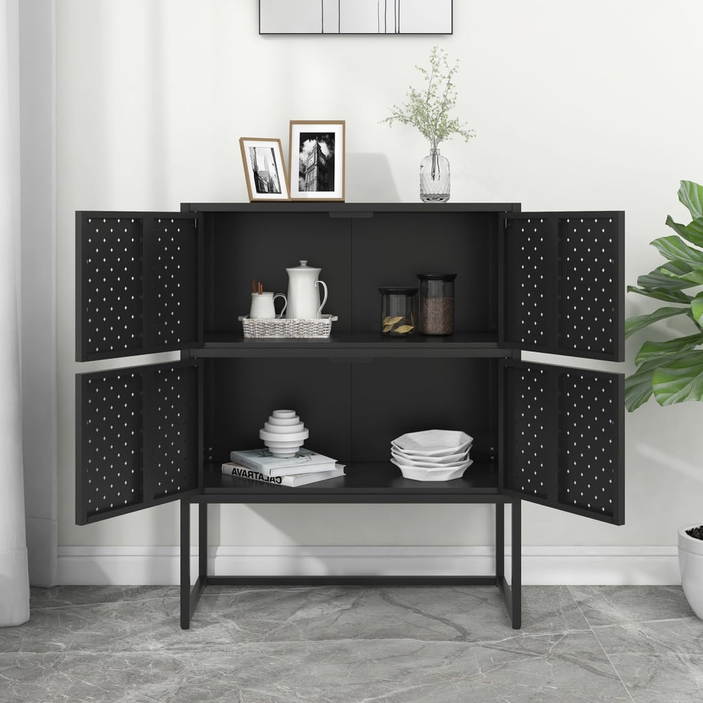 Highboard Black 80x35x100 cm Steel