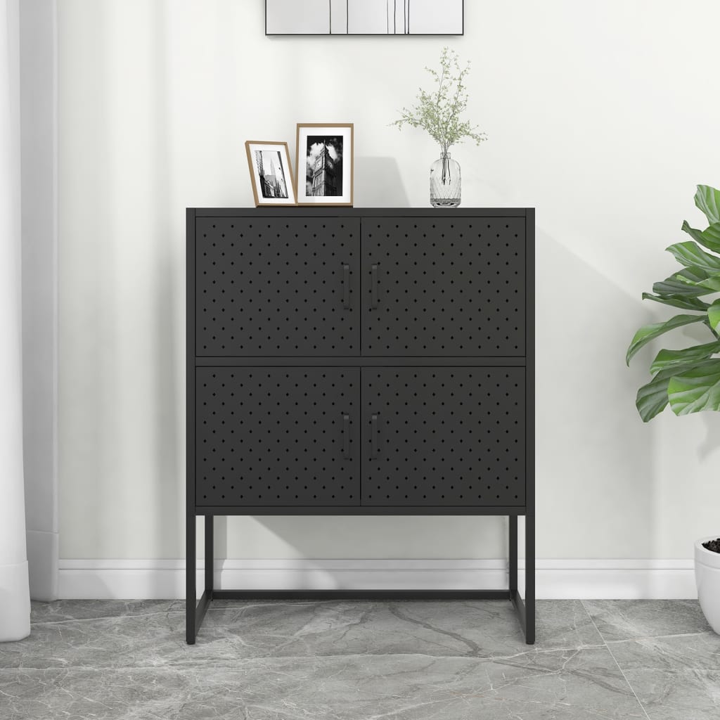 Highboard Black 80x35x100 cm Steel