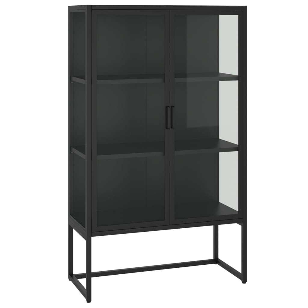 Highboard Black 80x35x135 cm Steel and Tempered Glass