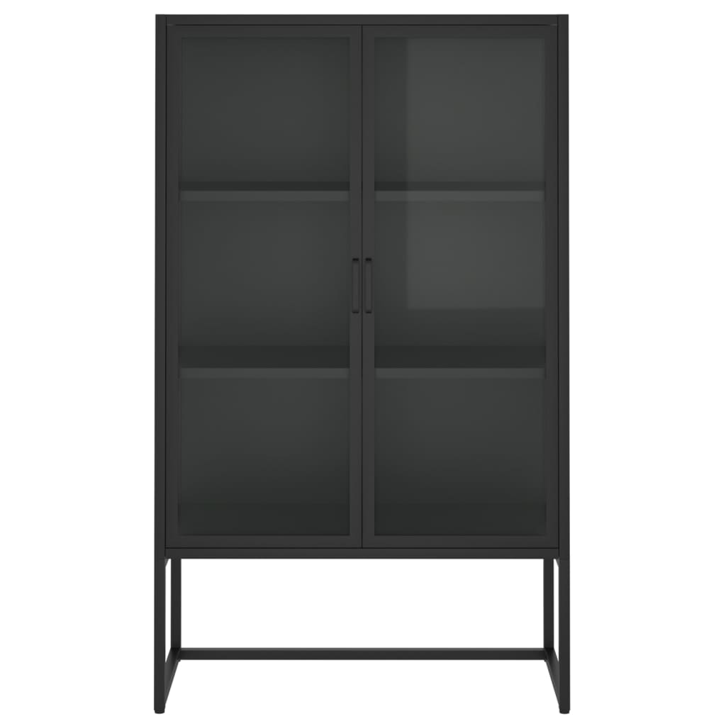 Highboard Black 80x35x135 cm Steel and Tempered Glass