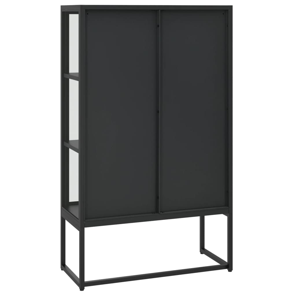 Highboard Black 80x35x135 cm Steel and Tempered Glass