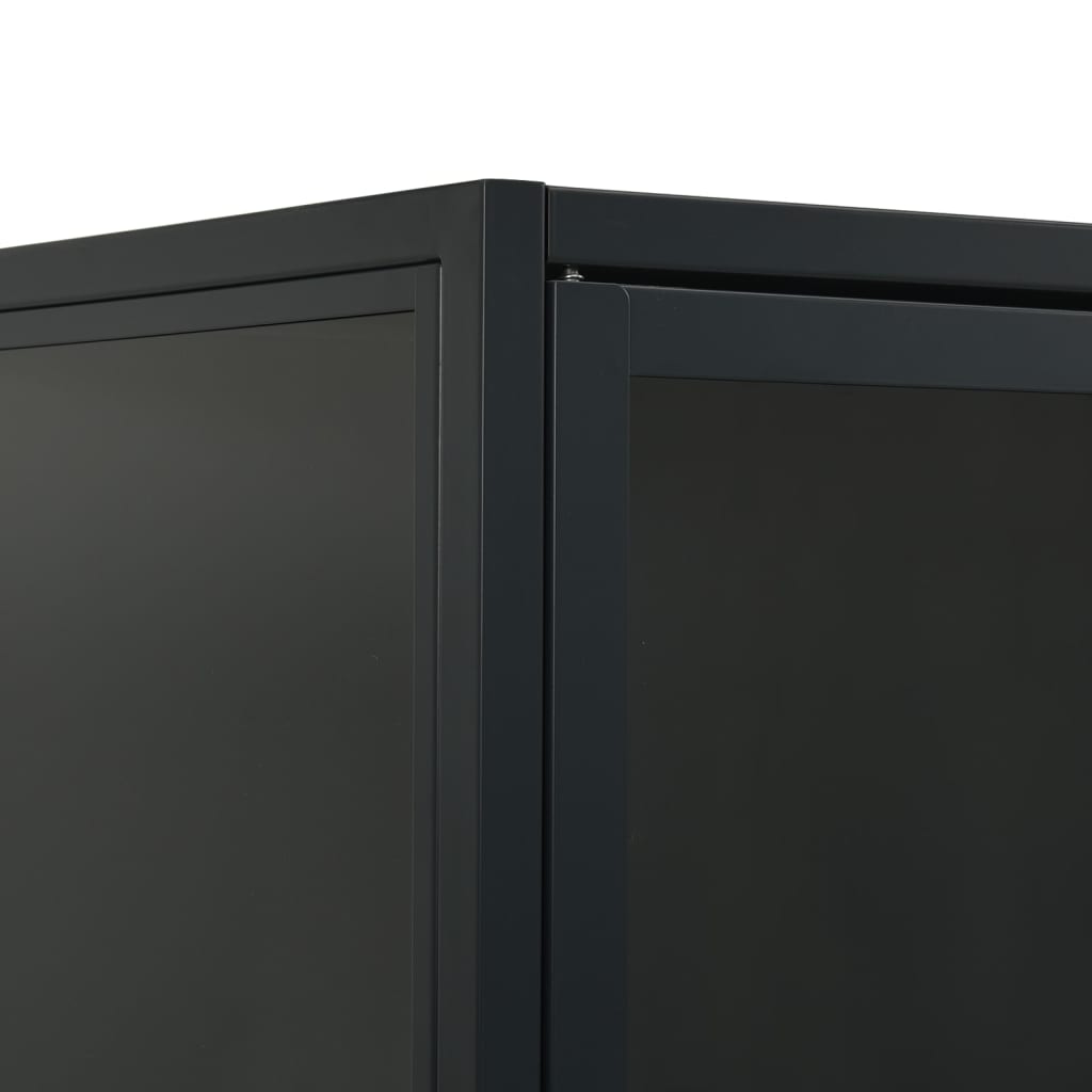 Highboard Black 80x35x135 cm Steel and Tempered Glass