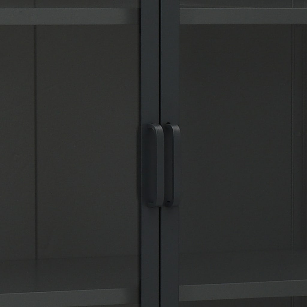 Highboard Black 80x35x135 cm Steel and Tempered Glass