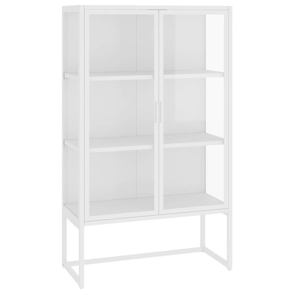 Highboard White 80x35x135 cm Steel and Tempered Glass