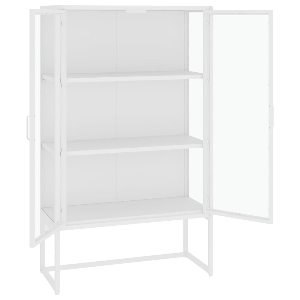 Highboard White 80x35x135 cm Steel and Tempered Glass