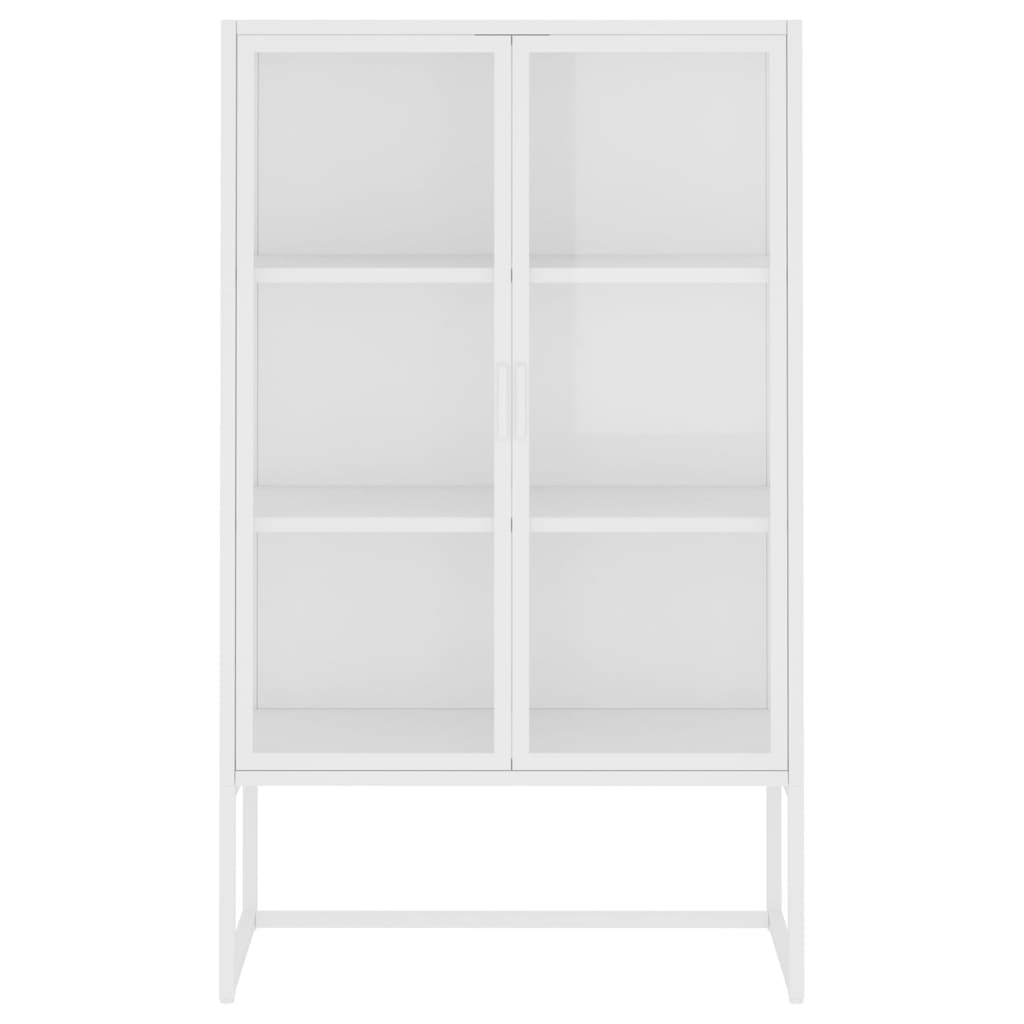 Highboard White 80x35x135 cm Steel and Tempered Glass