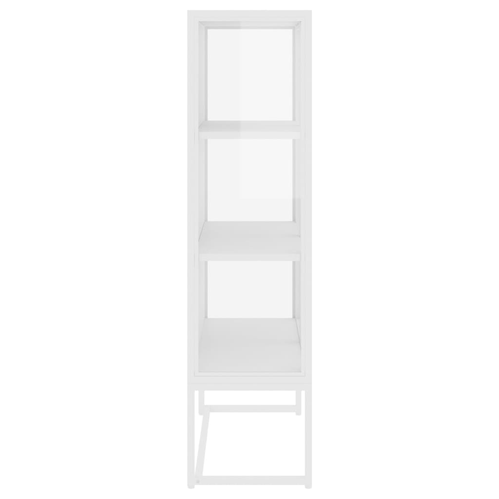 Highboard White 80x35x135 cm Steel and Tempered Glass