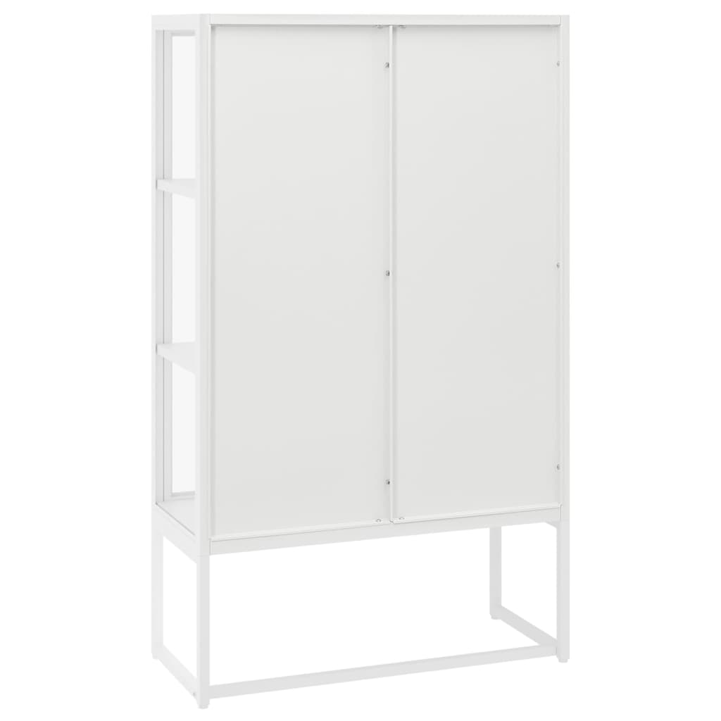 Highboard White 80x35x135 cm Steel and Tempered Glass