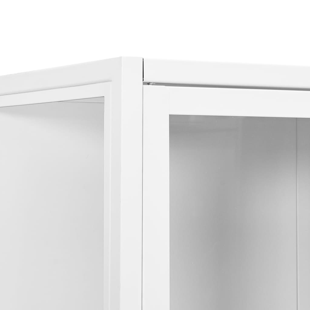 Highboard White 80x35x135 cm Steel and Tempered Glass