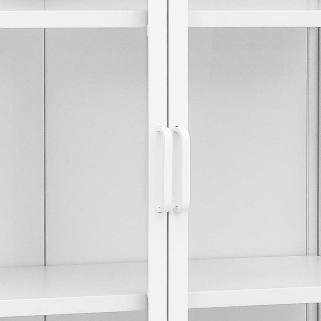 Highboard White 80x35x135 cm Steel and Tempered Glass