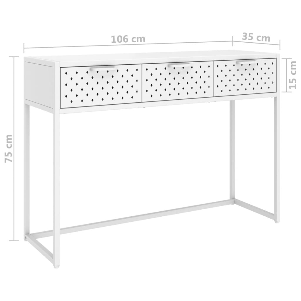 Console Table White 106x35x75 cm Steel