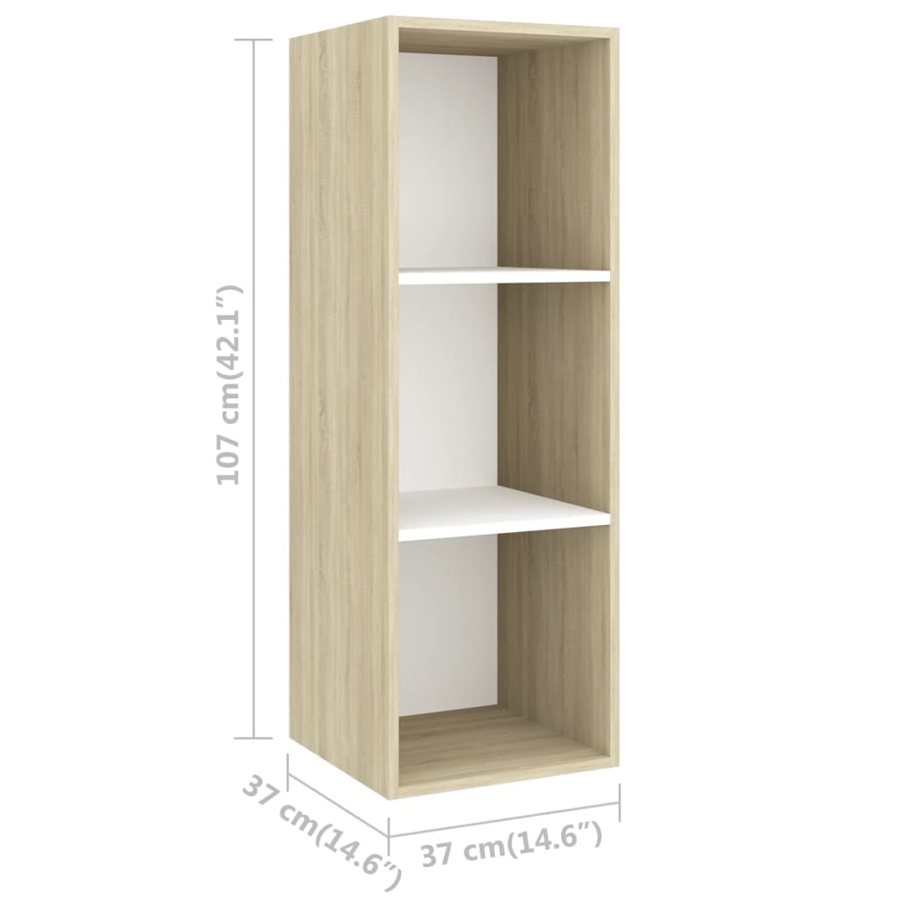 5 Piece TV Cabinet Set White and Sonoma Oak Engineered Wood
