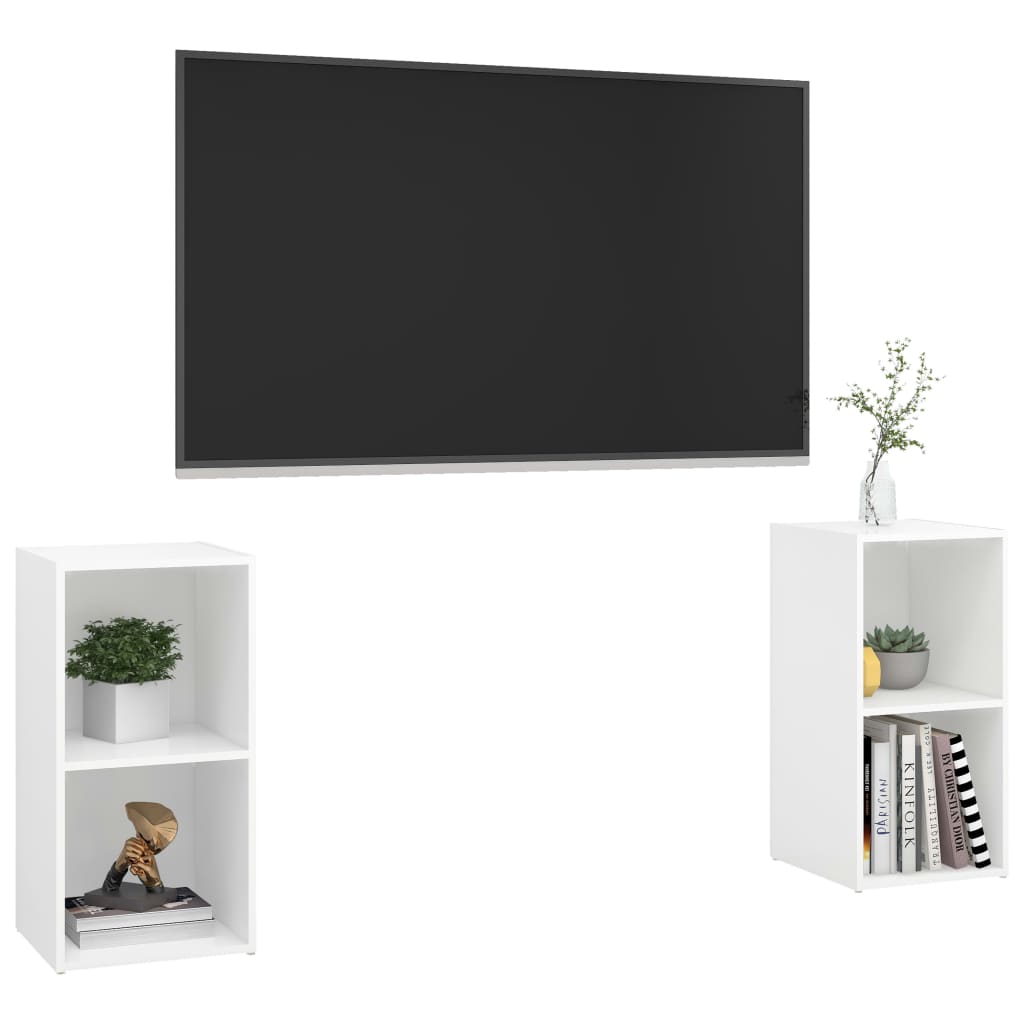 TV Cabinets 2 pcs White 72x35x36.5 cm Engineered Wood