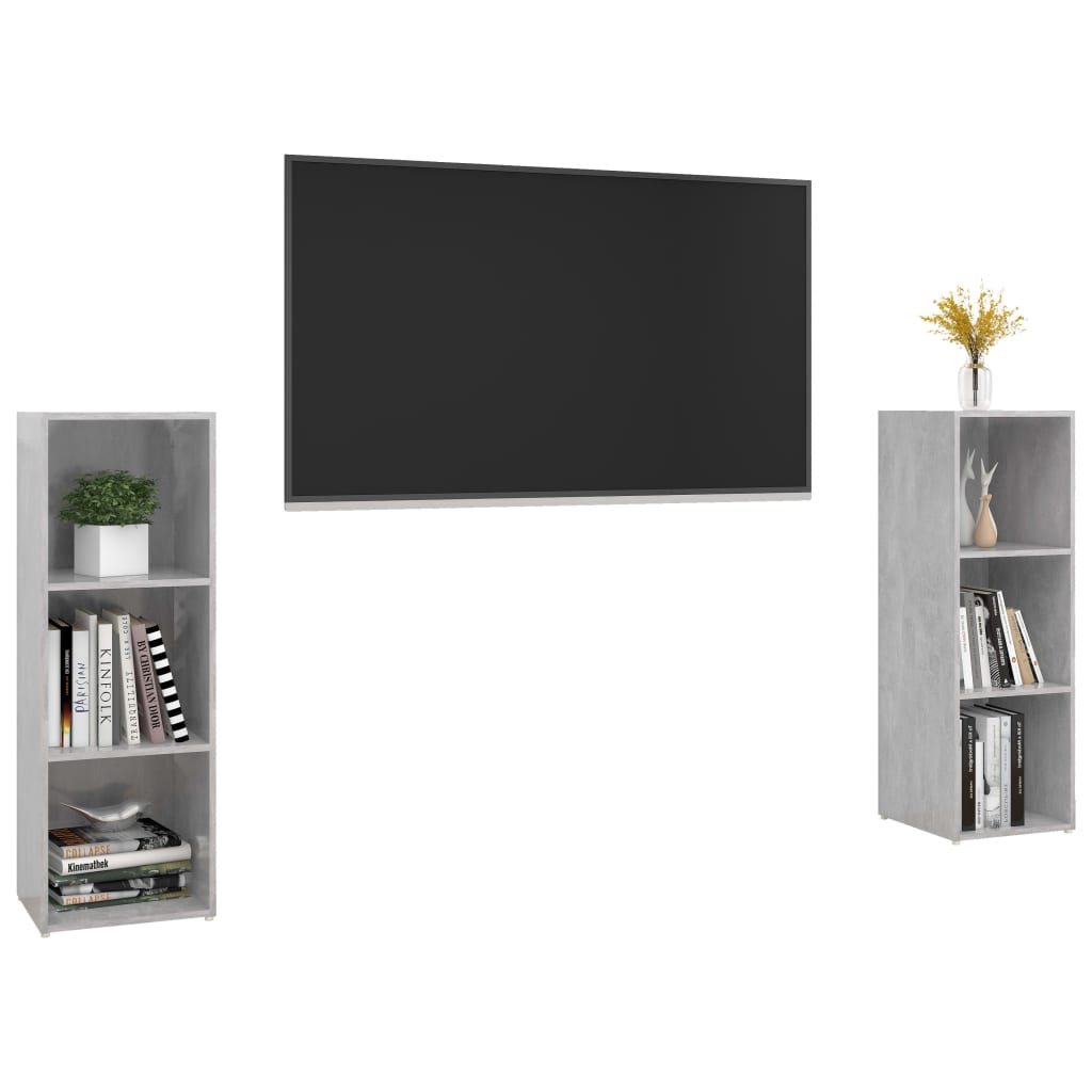 TV Cabinets 2 pcs Concrete Grey 107x35x37 cm Engineered Wood