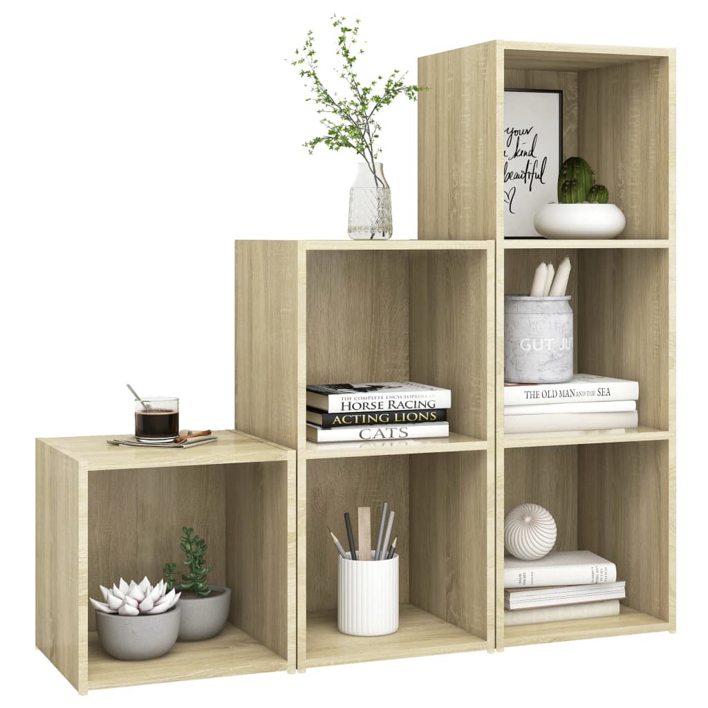 3 Piece TV Cabinet Set Sonoma Oak Engineered Wood