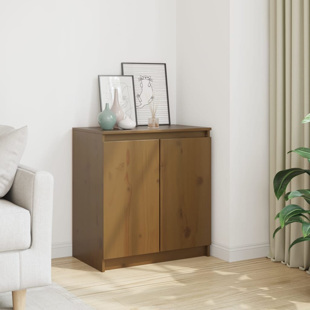 Side Cabinet Honey Brown 60x36x65 cm Solid Pinewood