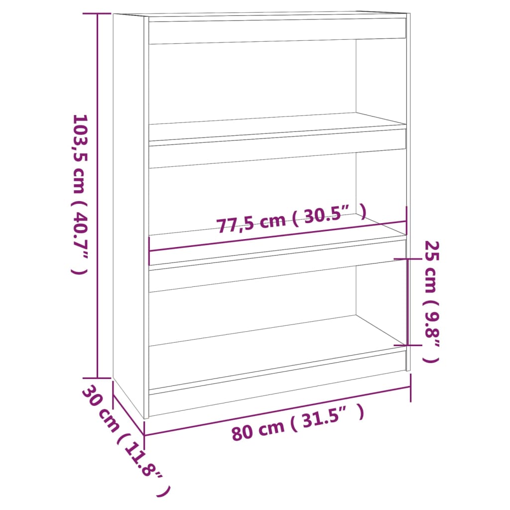 Book Cabinet/Room Divider Honey Brown 80x30x103.5 cm Wood Pine