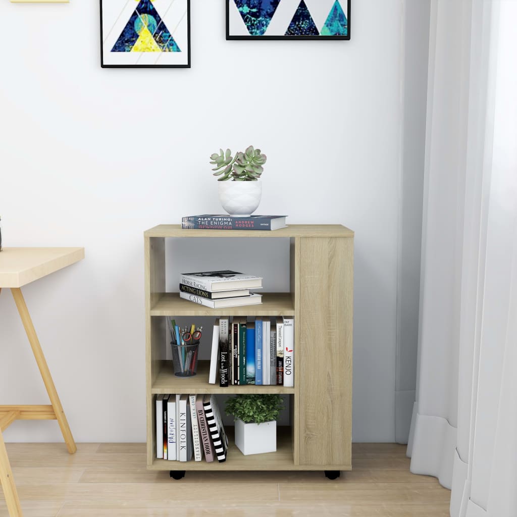 Rolling Cabinet Sonoma Oak 60x35x75 cm Engineered Wood