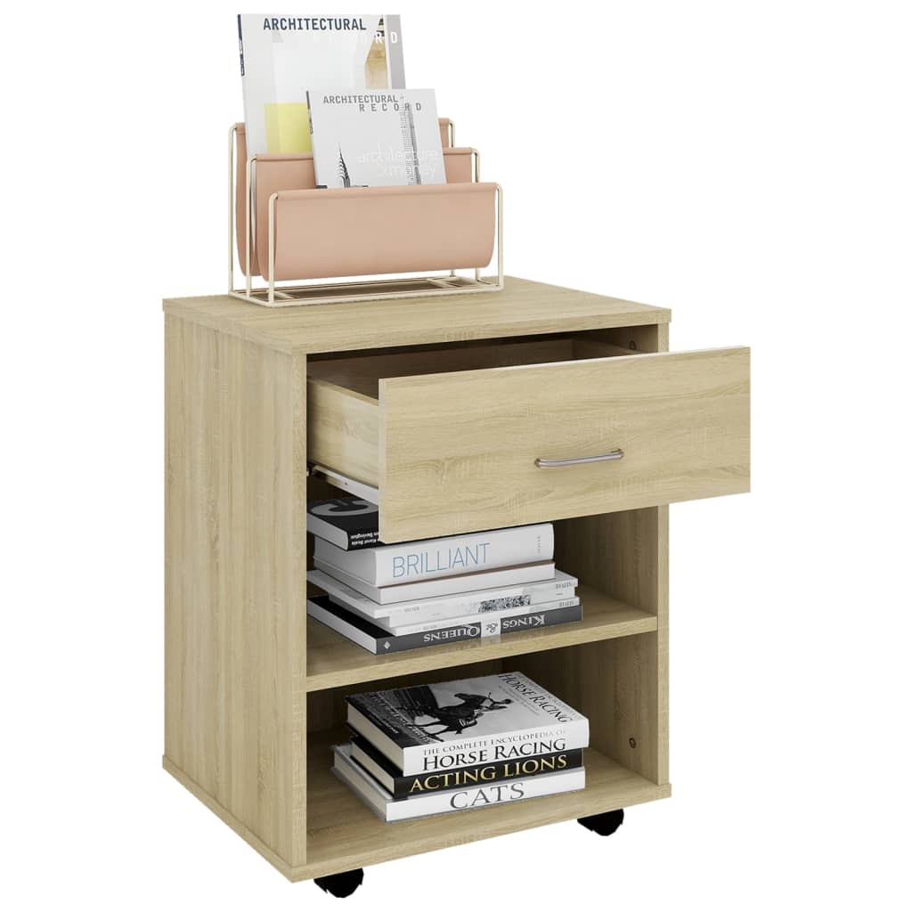 Rolling Cabinet Sonoma Oak 46x36x59 cm Engineered Wood