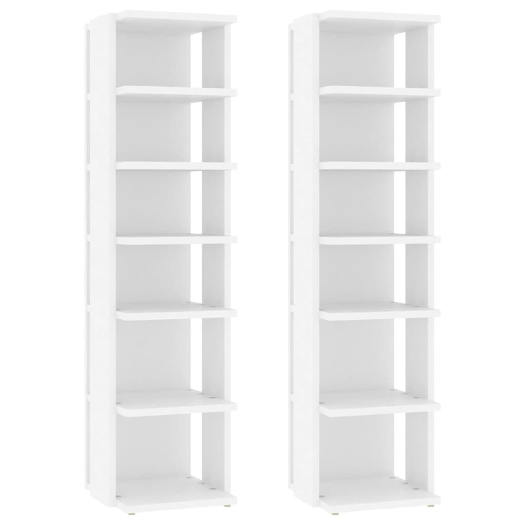 Modern Wooden 2pcs Open Shoe Storage Cabinet Wood Trainer Organiser Units