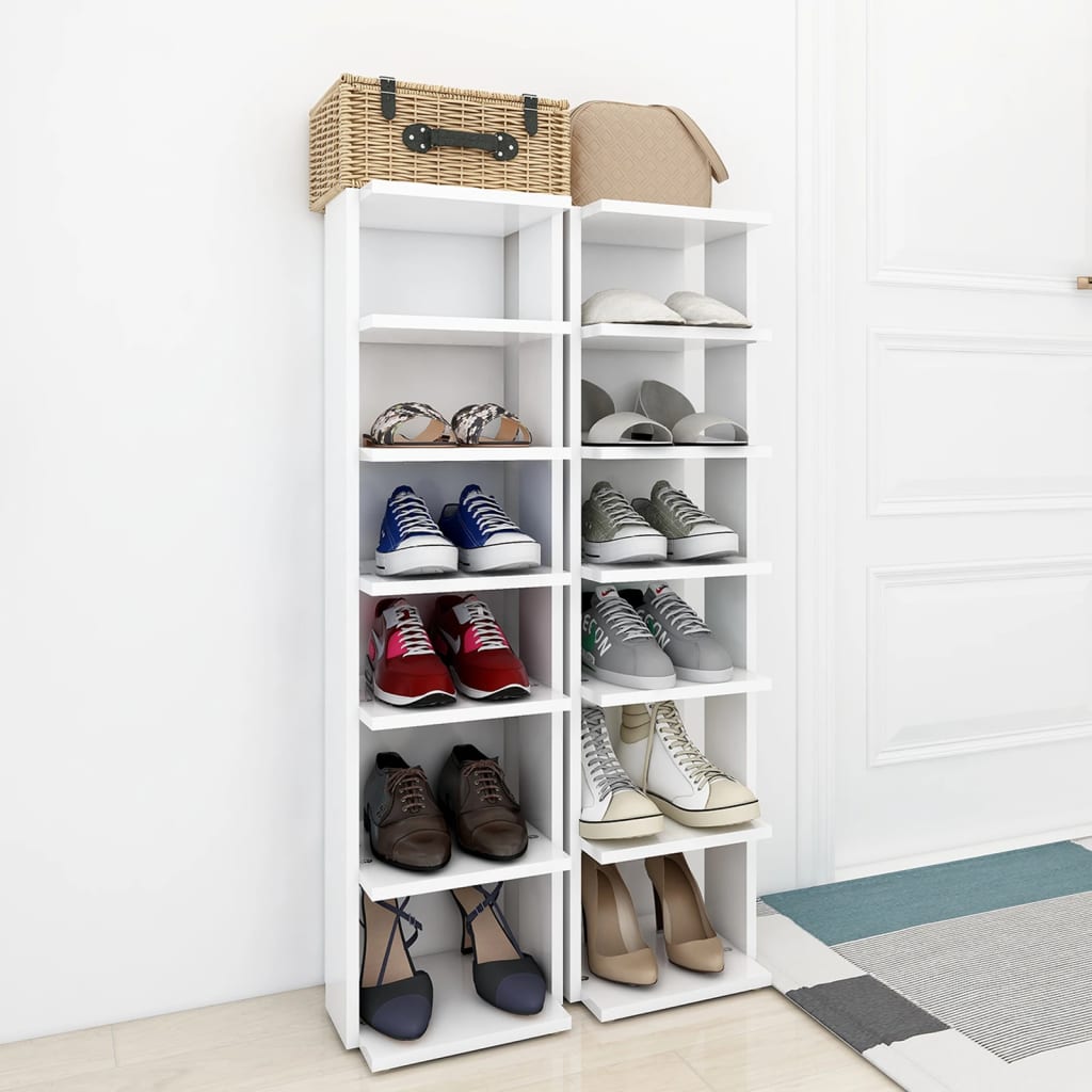 Modern Wooden 2pcs Open Shoe Storage Cabinet Wood Trainer Organiser Units