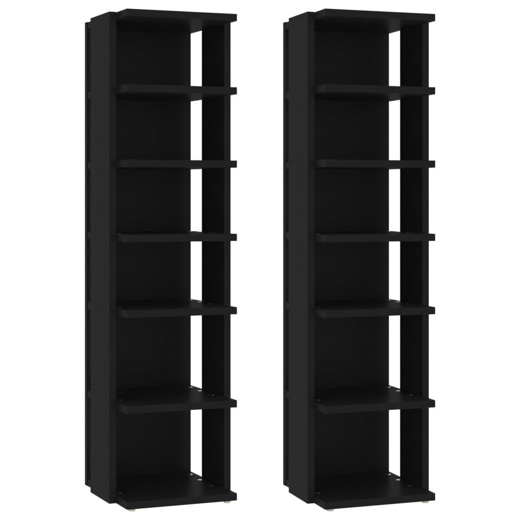 Modern Wooden 2pcs Open Shoe Storage Cabinet Wood Trainer Organiser Units
