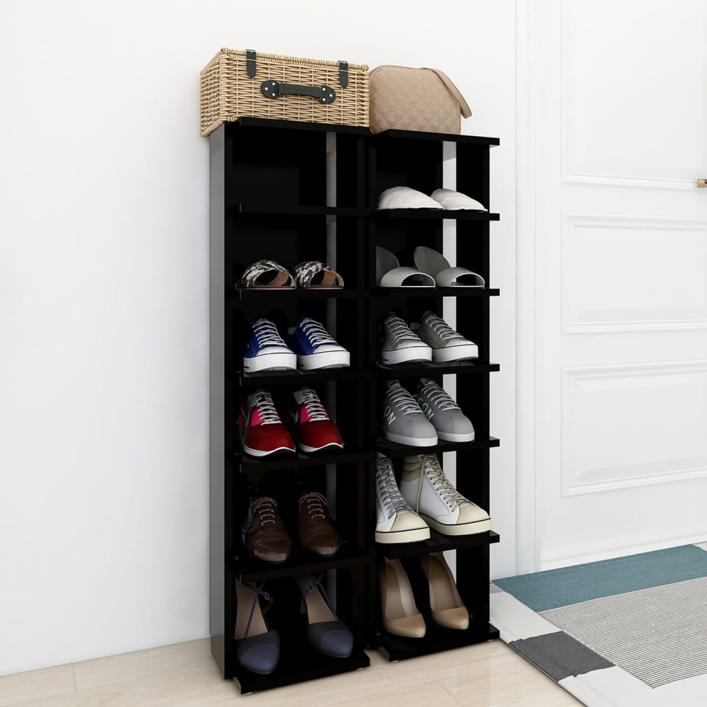 Modern Wooden 2pcs Open Shoe Storage Cabinet Wood Trainer Organiser Units