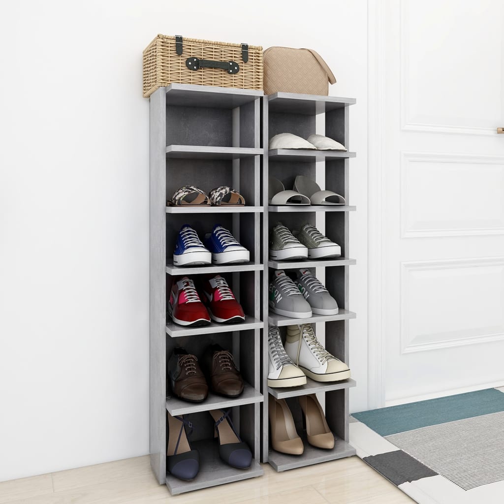 Modern Wooden 2pcs Open Shoe Storage Cabinet Wood Trainer Organiser Units