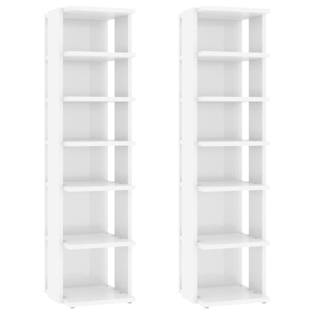 Modern Wooden 2pcs Open Shoe Storage Cabinet Wood Trainer Organiser Units