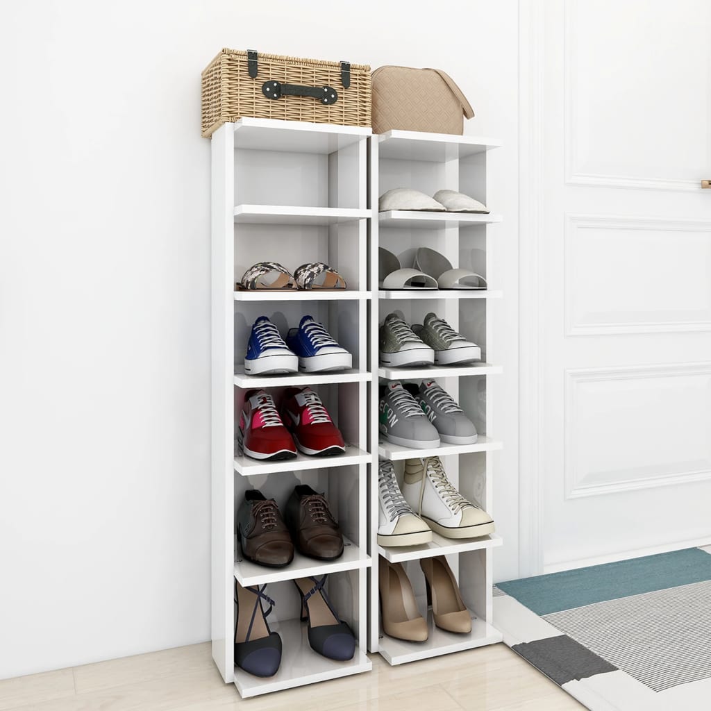 Modern Wooden 2pcs Open Shoe Storage Cabinet Wood Trainer Organiser Units