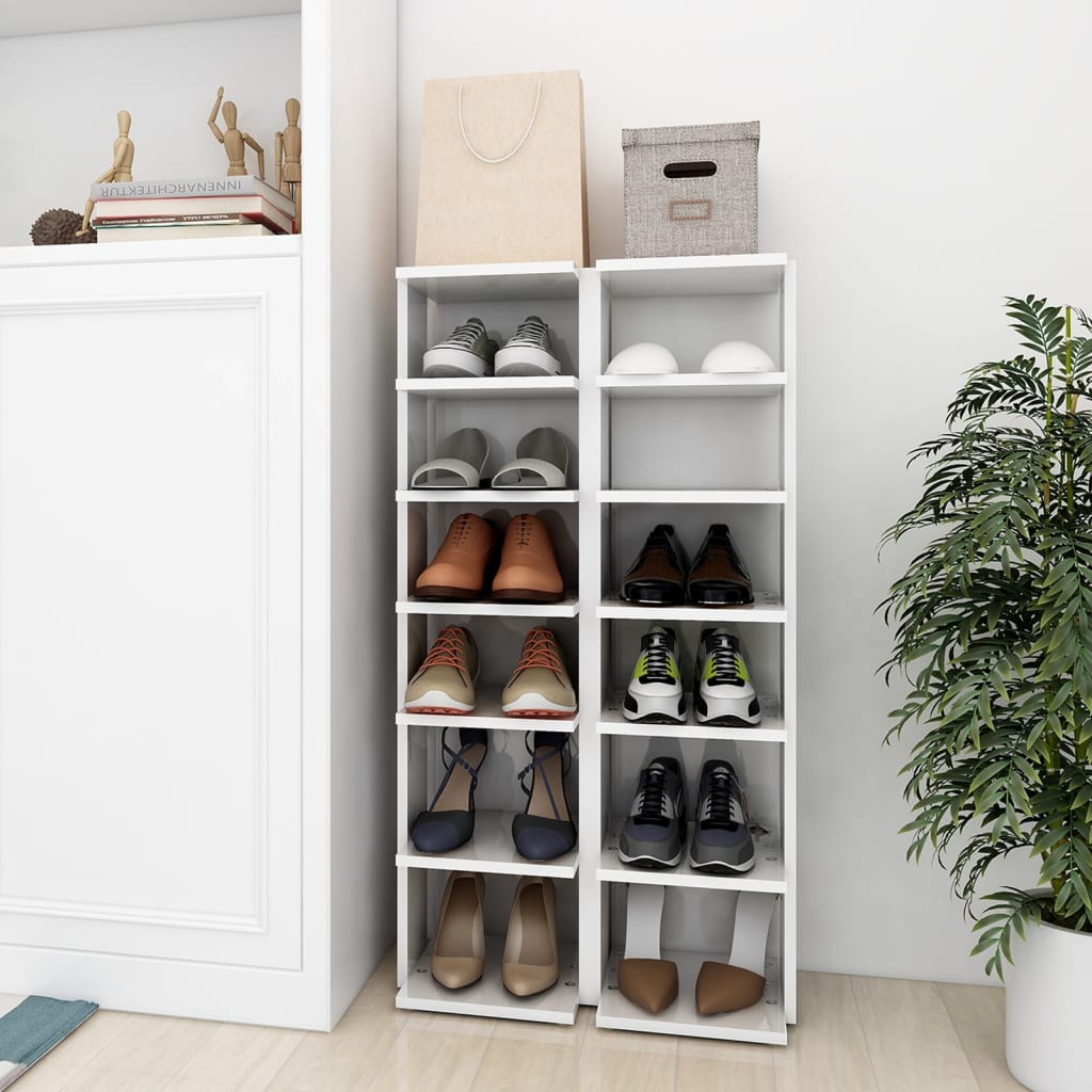 Modern Wooden 2pcs Open Shoe Storage Cabinet Wood Trainer Organiser Units
